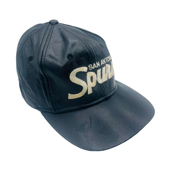 Vintage Sports Specialties Black Leather NBA San Antonio Spurs Hat Script - Picture 2 of 6